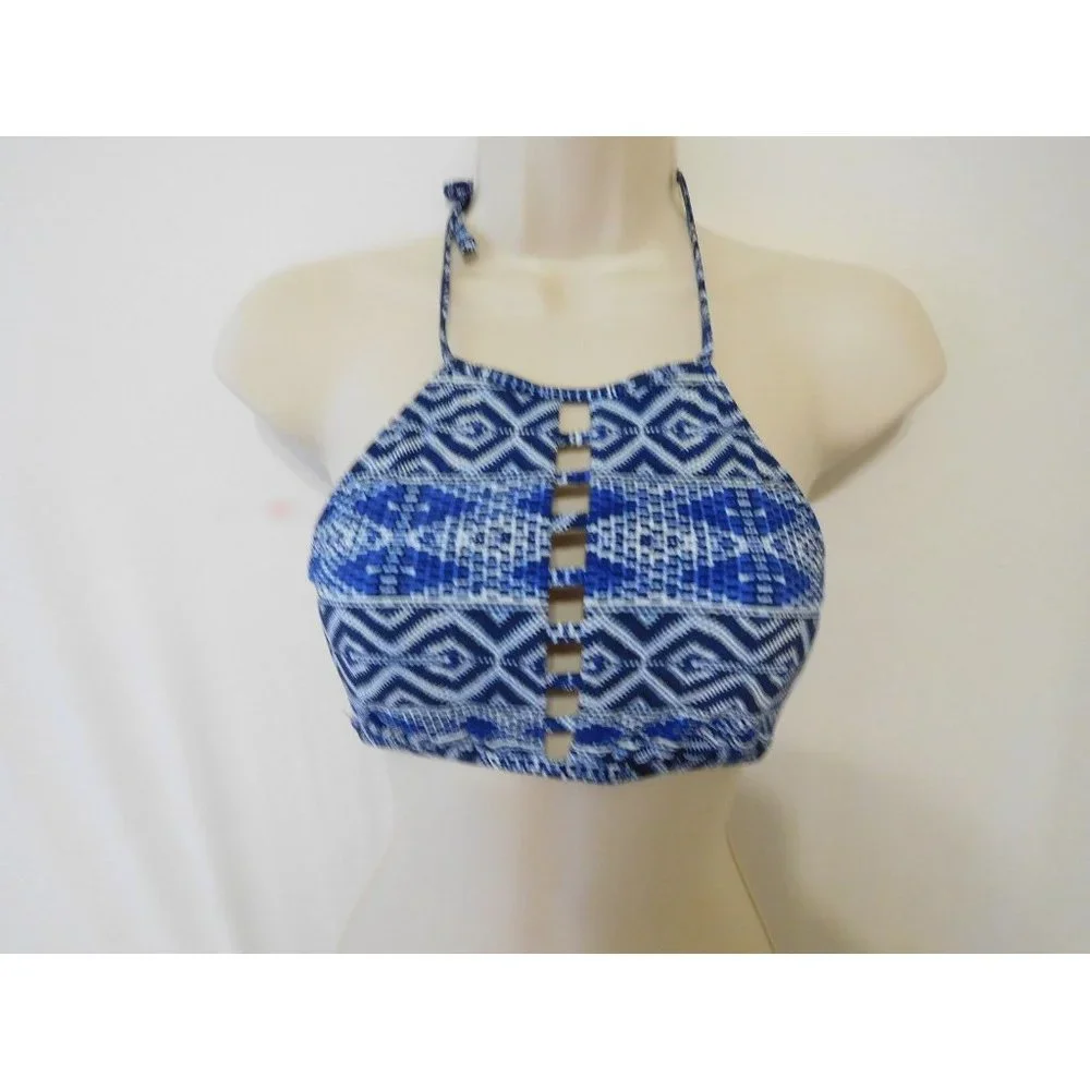 La Blanca Bikini Size 10 Top Indigo White Swimwear New High Neck  MenWomenStyles - Picture 4 of 12